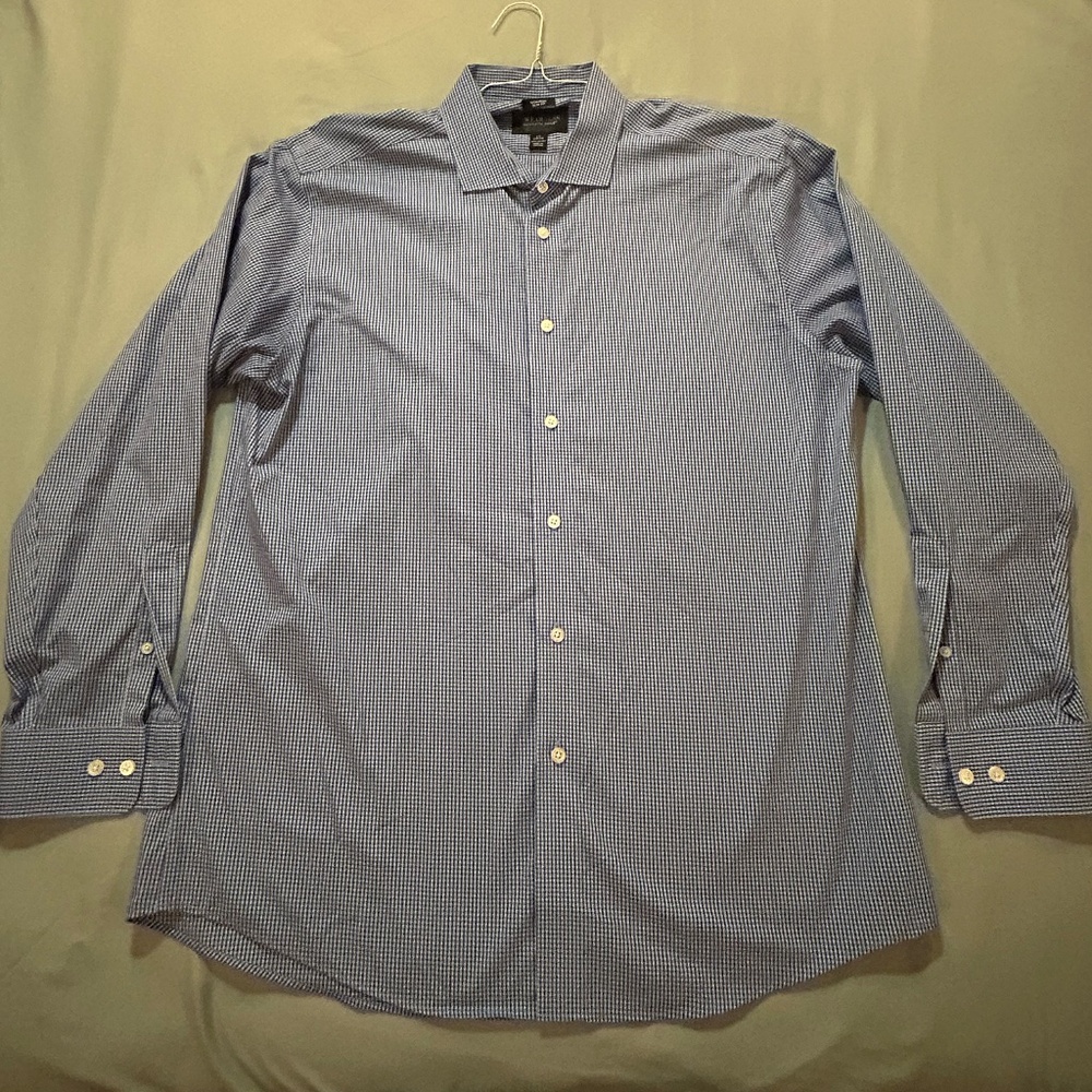 Awareness Kenneth Cole slim fit, 17 34/35 blue checkered, dress shirt